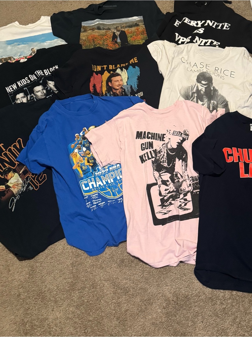 Bundle of band tees and sweater